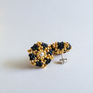 A Tuxedo for the Lady" Handcrafted Beaded Earrings by beYOUteous (Black)